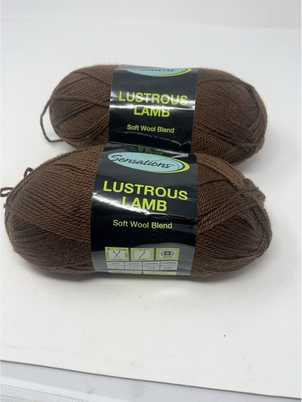 Sensations Lustrous Lamb Yarn Dark Brown K892 Wool Blend Lot 2 616 Yds